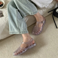XIXITIAO Sandales en cristal en gros pour femmes, plates, antidérapantes, en PVC, style romain, pour l'extérieur, prêtes à expédier (RTS)