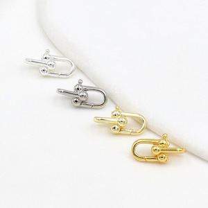 U-Shaped Spring <b>Buckle</b> Jewelry Connector 14K Gold Plated Silver Copper DIY Findings B79 - Product Image 3