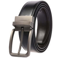 Ceinture en cuir réversible pour homme, double couche en cuir de vachette, boucle rotative, ceintures décontractées et professionnelles pour pantalons