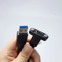 Câble USB 3.0 industriel ultra-rapide à montage sur panneau, USB-A mâle vers USB-C femelle, 2 trous de vis, support à bride, personnalisable