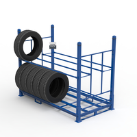 Palette en acier pour pneus de SUV et de camionnette: support de stockage de pneus empilable | Rayonnage d'entrepôt robuste pour l'organisation des pneus