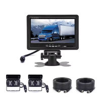 2 caméras de recul pour voiture, 4 broches, écran LCD 7 pouces, kit de surveillance de recul, système de stationnement pour camping-car, camion, bus, fourgonnette 12V/24V