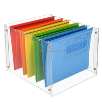 Boîte de rangement de fichiers suspendus, organisateur de dossiers en acrylique pour dossiers de taille lettre Boîte de support de fichiers portable