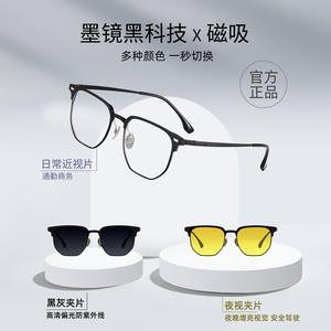 Lunettes de vue rectangulaires en titane Ch9318 avec lunettes de soleil magnétiques, anti-lumière bleue, protection UV, unisexe - Product Image 2