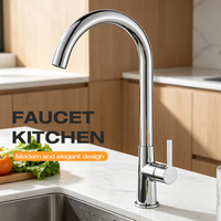 Robinet de cuisine moderne en chrome et zinc, à eau froide, avec bec pivotant à arceau haut, monocommande, à poser sur comptoir, avec cartouche céramique, rotation 360°