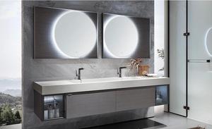Mueble de Baño Romántico Azul con Doble Lavabo, Encimera de Mármol y Lavabo Empotrado - Product Image 5