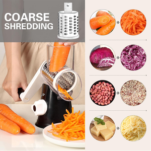 Mandoline rotative à manivelle avec pieds ventouses pour une stabilité accrue, hachoir à légumes et râpe à fromage avec verrou de sécurité - Product Image 4
