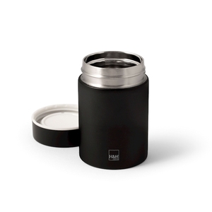 Thermos H&H in acciaio inossidabile da 200 cc con coperchio ermetico, bicchiere nero - Product Image 1