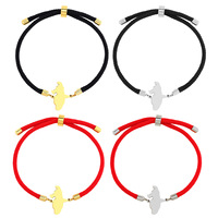 Simple Stainless Steel Glossy Martinique Outline Bracelet for Men and Women Fashionable Red and Black Rope Bracelet