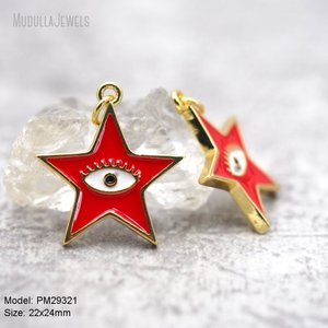 Pendentif étoile PM29341 plaqué or 18 carats, émail, charme œil pentagramme, 5 couleurs, amulette de <span class=keywords><strong>protection</strong></span>, fournitures pour la fabrication de bijoux - Product Image 4