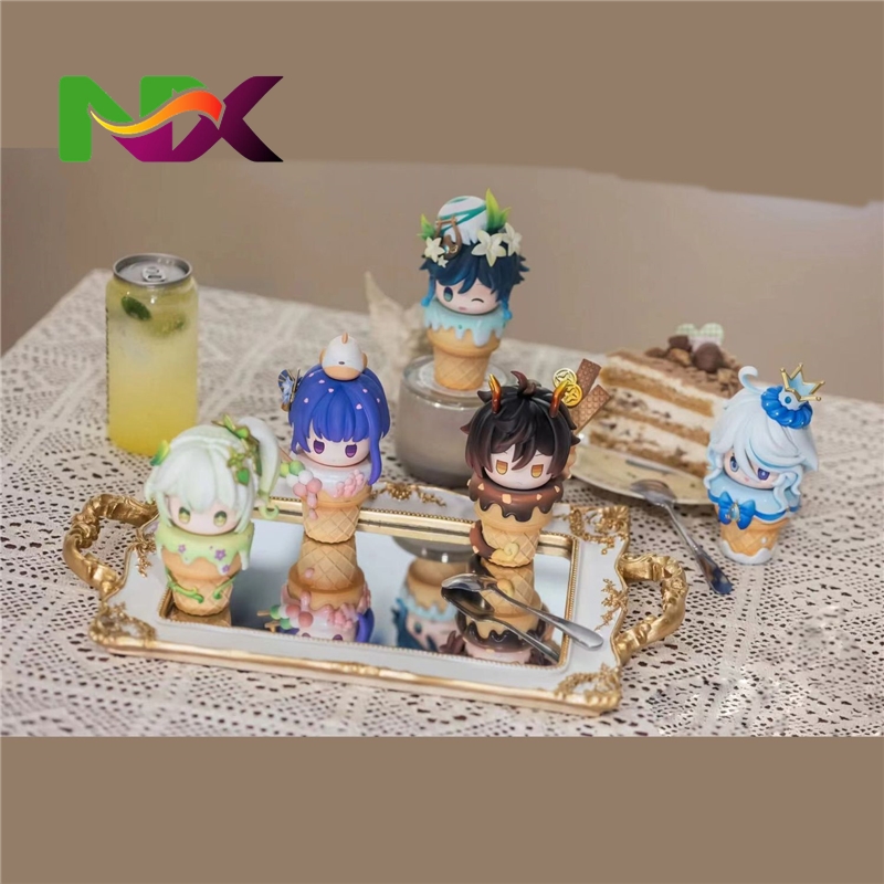 Genshined Impact Ice Cream Cone Model Doll 13cm Cartoon Zhongli