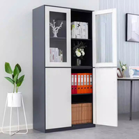 Armoire de classement ignifuge de bureau en acier avec porte battante, meuble de rangement, présentoir d'articles, porte en verre trempé