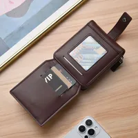 Dompet pendek Pria, tipis Slot Multi kartu kapasitas besar, penutup pengait, tahan air, dompet PU poliester horisontal