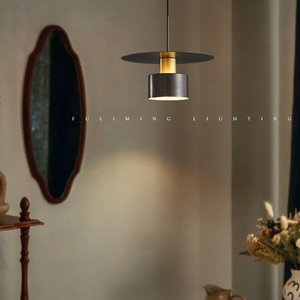 Modern Minimalist Single-Head Pendant Light Brass Metal Body Reflective Acrylic Top Bottom AC Power for <b>Bedside</b> <b>Table</b> Lighting - Product Image 2