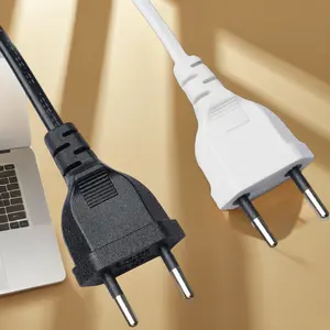 Grosir kabel daya AC 2FT 2*0.75MM steker EU 2prong IEC C7 kabel elektronik aplikasi rumah standar UK 250V tegangan terukur
