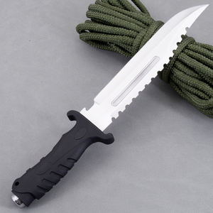 سكين بووي تكتيكي من الفولاذ المقاوم للصدأ بنصل ثابت كامل الطول للتخييم والبقاء على قيد الحياة في الهواء الطلق مع غمد نايلون - Product Image 2