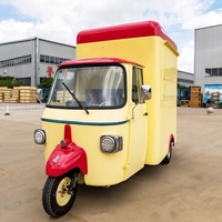 Camión de Comida Moto Piaggio Ape, Cafetería Móvil, Carrito de Hot Dogs/Helados, Remolque de Comida con Cocina Completa