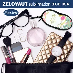 ZELOYAUT 24 expédition Sublimation blanc blanc doux étui à lunettes de soleil Ultra léger néoprène fermeture éclair étui à lunettes avec clip de ceinture