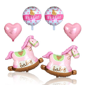 Decorazione per festa di compleanno ragazza rosa <span class=keywords><strong>cavallo</strong></span> <span class=keywords><strong>a</strong></span> <span class=keywords><strong>dondolo</strong></span> cuore rosa amore è un pallone in alluminio per bambina - Product Image 6