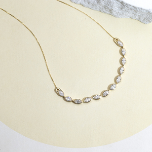 สร้อยคอเพชรทรงมาร์คีส์ทองคำขาว 14K รุ่น MSN-834 เพชรเพาะเลี้ยงสำหรับใส่ทุกวัน - Product Image 4