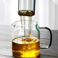 Nouvelle théière minimaliste en verre borosilicate sans plomb avec infuseur et poignée colorée, écologique, en stock