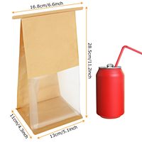 Sac en papier kraft écologique brun avec fenêtre transparente, auto-adhésif, pour pain, pâtisseries, biscuits, bonbons et emballages de boulangerie