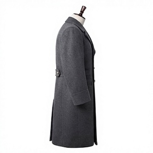 Gray <b>Men's</b> Wool Blend Greatcoat Double Breasted <b>Long</b> Overcoat <b>Winter</b> <b>Coat</b> for Outdoor Wear - Product Image 5
