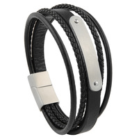 Graver la mode acier inoxydable charme mode noir hommes Bracelet cuir tressé Punk Rock bracelets bijoux accessoires ami