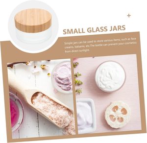 5g 15g 30g 50g 100g 200g Cosmetic Bamboo Lid Glass Jar, 50g Face Cream Frost Glass Jar with Bamboo Lid - Product Image 4