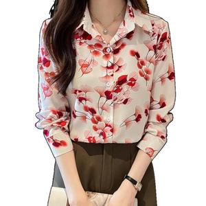 Nuova Camicetta da Donna con Scollo a V in Chiffon Floreale, Blusa Mujer De <span class=keywords><strong>Moda</strong></span>, <span class=keywords><strong>Top</strong></span> da Donna 2283 # - Product Image 2