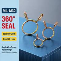 M4-M32 Double Wire Spring Hose Clamps, Yellow Zinc Plated 65Mn Steel Clips for Fuel Line, Air & Water Pipe Fastening