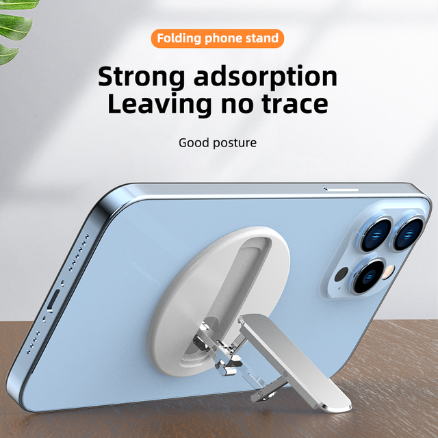 Mini Magnetic Back Phone Stand Invisible Adhesive Bracket Aluminum Alloy Kickstand Portable Foldable Support for for