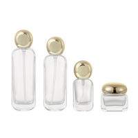Ensemble Luxe de Flacons et Pots en Verre pour Cosmétiques Soins de la Peau, Dégradé Orange Transparent Givré Blanc Opaque
