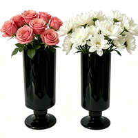 Vase cylindrique en verre écologique noir sur piédestal, centre de table floral moderne pour Pâques, Noël, table de salle à manger, mariage, décoration intérieure