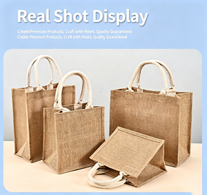 Sac fourre-tout en <span class=keywords><strong>jute</strong></span> réutilisable avec logo personnalisé, écologique, pour le shopping et la promotion quotidienne - Product Image 2