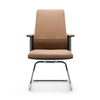 Chaise de bureau en cuir synthétique marron et noir, style minimaliste, avec base pivotante et cadre cantilever en option, vente en gros