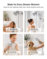 Ensemble complet de filtre de douche avec pommeau de douche à effet pluie et douchette à main pour eau dure domestique