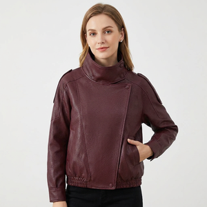 <b>Women's</b> Leather <b>Jacket</b> 2026 <b>Spring</b> New Fashionable Versatile Mandarin Collar Bomber <b>Jacket</b> Solid Zipper Eco-Friendly <b>Jacket</b> - Product Image 5