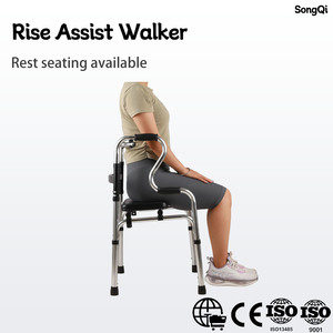 Déambulateur pliant léger et portable en aluminium avec siège <span class=keywords><strong>de</strong></span> toilette, hauteur réglable, <span class=keywords><strong>aide</strong></span> médicale pour personnes âgées - Product Image 1