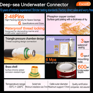 Conector Subacuático <span class=keywords><strong>para</strong></span> Robot, Serie 2W, 2-32 Pines, Acoplamiento de Tornillo FVG/HVG de 600 Metros de Profundidad, Cobre Chapado en Oro, Hermético IP68, 250V - Product Image 6