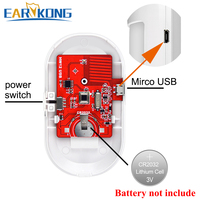 Détecteur infrarouge sans fil de type 1527, 433MHz, prise en charge de l'alimentation USB 5V, pour système d'alarme domestique, détecteur de mouvement infrarouge