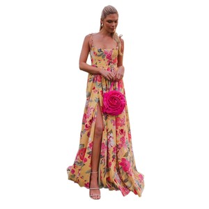 Elegante Vestido Largo de Noche con Estampado Floral, Cuello Halter y Cintura Imperio, Vestido de Moda para Mujer, Primavera-Verano - Product Image 5