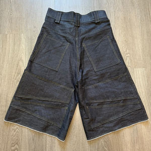 Pantalones Cortos de Carpintero de Mezclilla 100% Algodón, Piezas de <span class=keywords><strong>Tela</strong></span> Múltiple, Costuras Decorativas, Pantalones Cortos Largos Holgados, Diseño de Alta Gama, Pantalones Cortos Personalizados para Hombre, Nuevo 2026 - Product Image 2