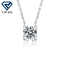 Collier pour femme en or 18 carats AU750 avec diamant de laboratoire D-FL-3EX, taille ronde/poire/émeraude, serti griffe, personnalisable OEM/ODM