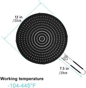 Écran anti-éclaboussures en silicone <span class=keywords><strong>pour</strong></span> poêle à frire, protection anti-éclaboussures avec long manche, tapis de cuisson vapeur multi-usages <span class=keywords><strong>pour</strong></span> cuisine - Product Image 2