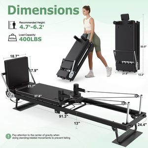 CZFITT - Equipo de Pilates Plegable Grande, Cama de Yoga para Ejercicios de Core, Fitness en Casa, Pérdida de Peso, Máquina de Pilates Reformer de 197 cm - Product Image 2