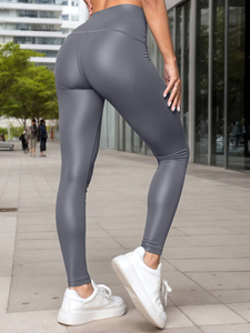 Leggings da donna XXL a vita alta senza cuciture Yoga eleganti pantaloncini da ginnastica rosa Spandex/Nylon per Fitness ed esercizio - Product Image 4
