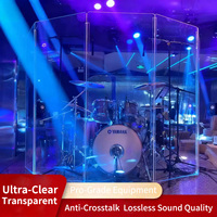 Écran d'isolation acoustique pliable à 3 panneaux en acrylique transparent sur mesure, pour scène, studio et performances en direct