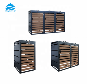 صندوق قمامة خارجي كبير مقاوم للصدأ سعة 120 لتر و240 لتر للمكاتب مع غطاء وباب واحد وخزانة تخزين - Product Image 1