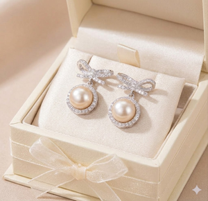 Boucles d'oreilles pendantes raffinées et élégantes, en argent sterling, avec un nœud charmant, pour femmes, mariages et rendez-vous galants - Product Image 2